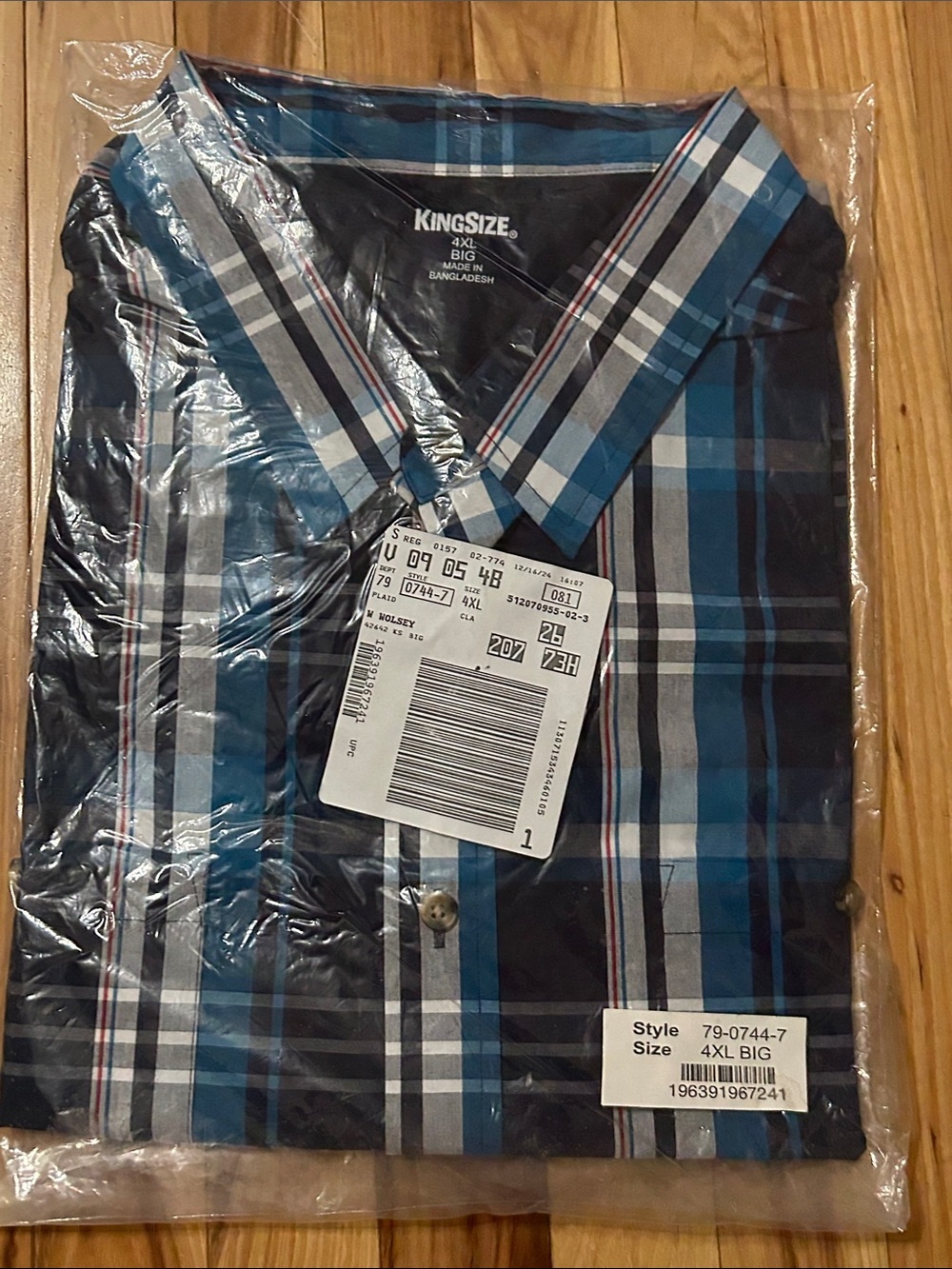 Kingsize Men's Blue Plaid Button-Down Shirt - Big & Tall
